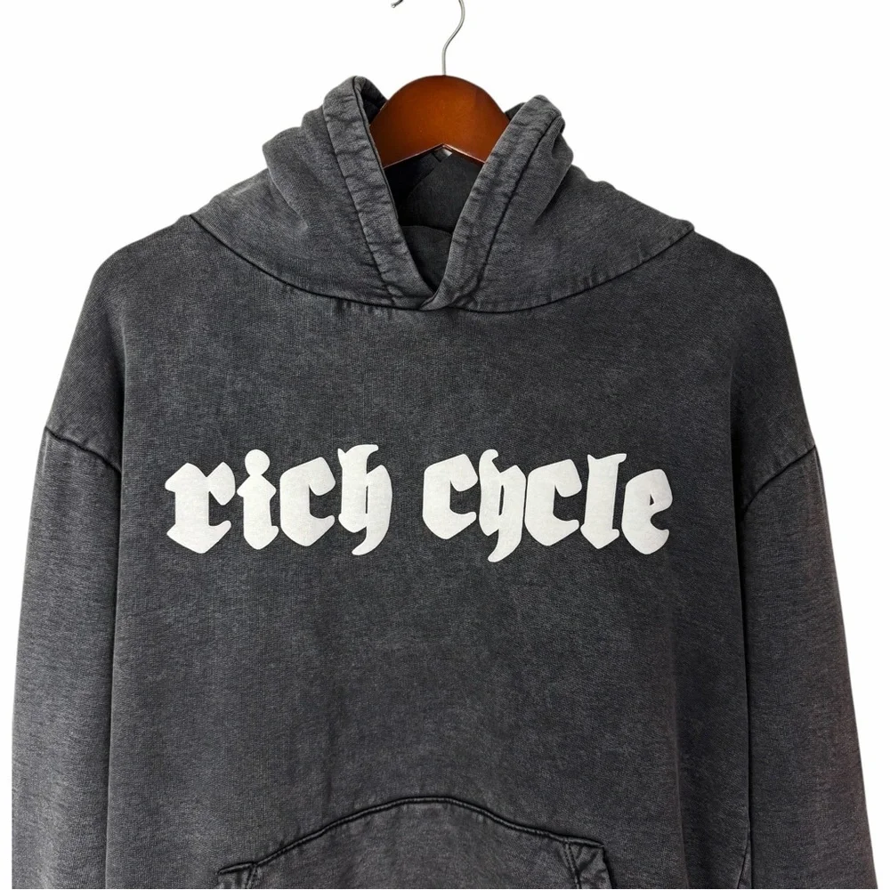 NWOT Rich Cycle Vintage Black Grey Hoodie Mens Medium